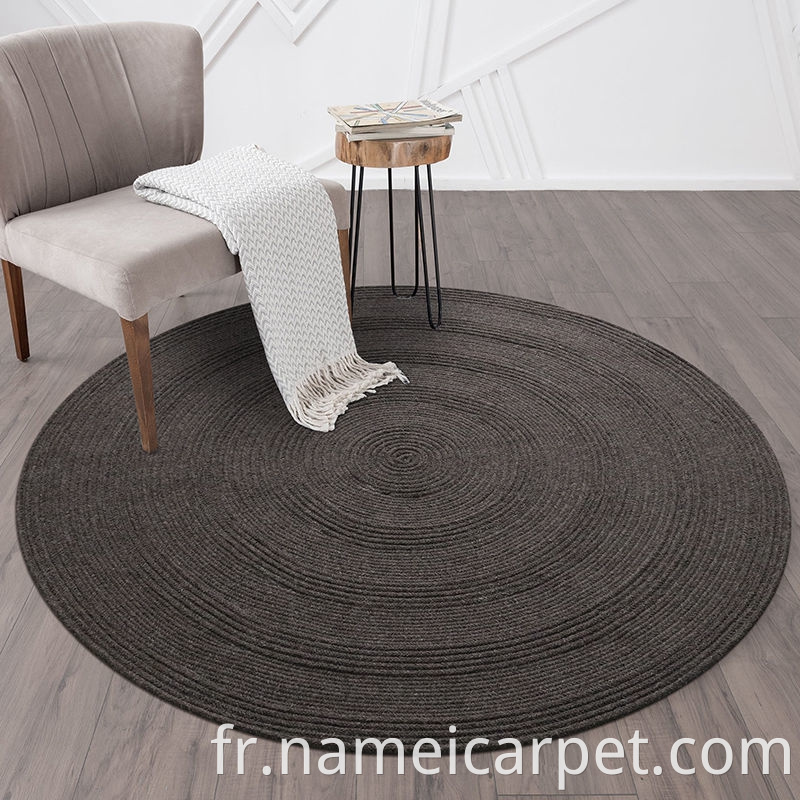 Round Wool Braided Living Room Rug